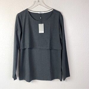 Smallshow Charcoal Grey Long Sleeve Nursing Top Size XL